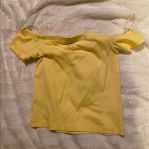 Forever 21 Yellow Off the Shoulder Crop Top